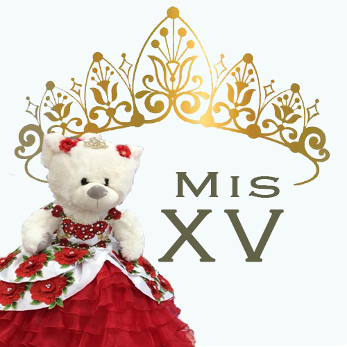 Mis XV Accessories - Personalized Quinceañera Pillow 6 Pcs. Set includes Teddy Bear and Tiara