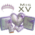 XV Heart Pillow 6 Pcs. Set.  Quinceañera Heart Pillow, Tiara Heart Pillow, Signatures Book and Photo Album, Biblia,